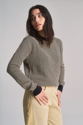KOMODO Damen vegan Pullover Hana Schwarz & Creme Weiß