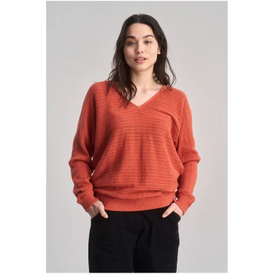 KOMODO Damen vegan Pullover Pointelle Knit Clover Clay