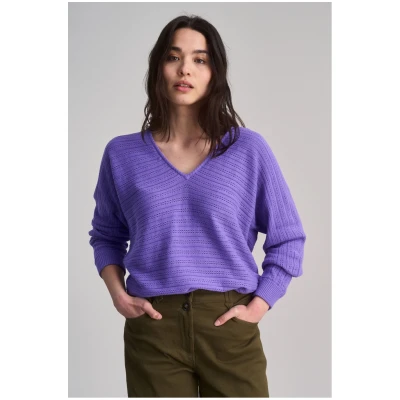KOMODO Damen vegan Pullover Pointelle Knit Clover Lavendel