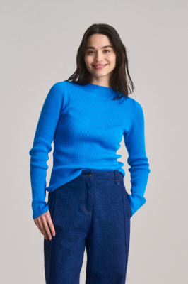 KOMODO Damen vegan Pullover Rippe Wasabi Französisch Blau