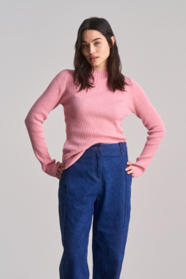 KOMODO Damen vegan Pullover Rippe Wasabi Rosa