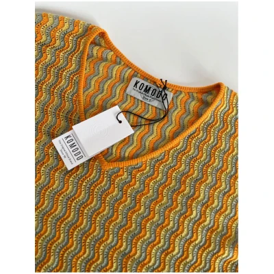 KOMODO Damen vegan Strickpullover Pointelle Gelb