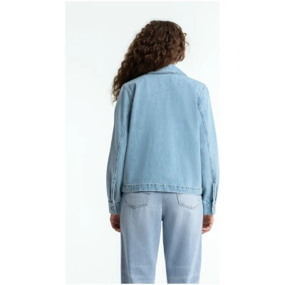 Kings of Indigo Damen vegan Jacke Denim Navarre Reef Super Light Used Blau
