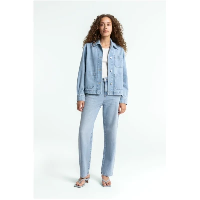 Kings of Indigo Damen vegan Jacke Denim Navarre Reef Super Light Used Blau