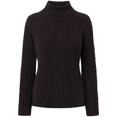 KnowledgeCotton Apparel Damen vegan Pullover Mouline Rollkragen Braun