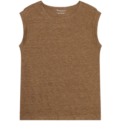KnowledgeCotton Apparel Damen vegan T-Shirt Loose Fold Up Braun