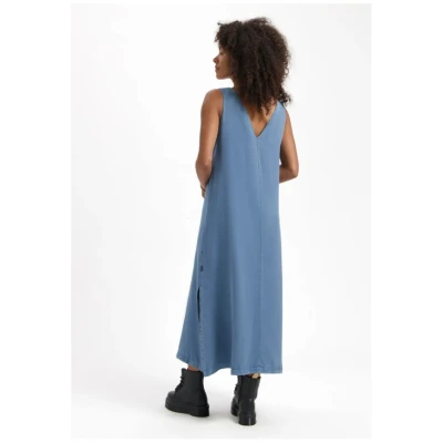 Kuyichi Damen vegan Langes Kleid Macy Blau