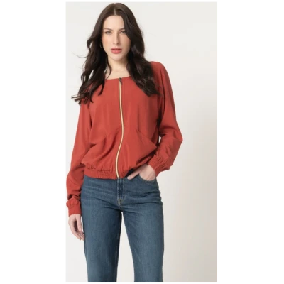 LOVJOI Damen vegan Bluse Jacke Boca Mars Rot