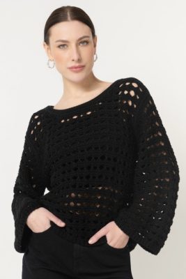 LOVJOI Damen vegan Pullover Ysabela Schwarz