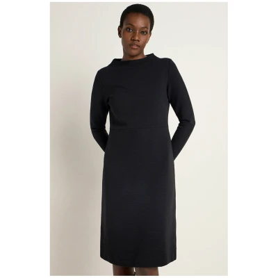 Lanius Damen vegan Kleid Rippenstruktur Schwarz