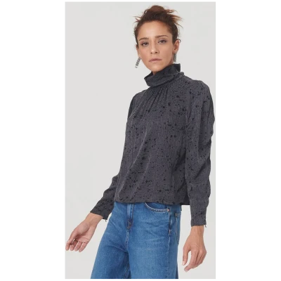 Lovjoi Damen vegan Bluse Malali Charcoal Flecken Grau