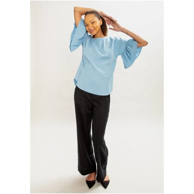 MAHLA Damen vegan Bluse Liia Himmelblau