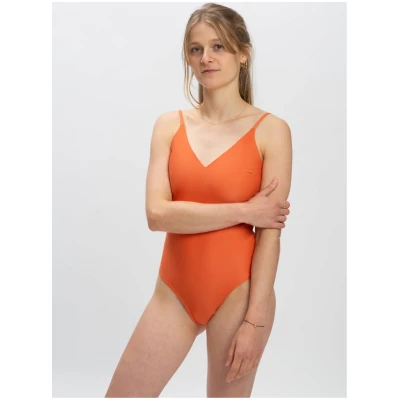 MATONA Damen vegan Badeanzug V-Ausschnitt Koralle Orange