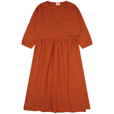 MATONA Damen vegan Kleid Musselin Ziegelrot