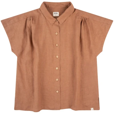 MATONA Damen vegan Leinenhemd Kaffeebraun