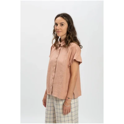 MATONA Damen vegan Leinenhemd Rose Rosa