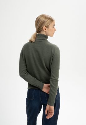 MELA Damen vegan Feinstrickpullover Mit Rollkragen Mayura GrÃ¼n Melange