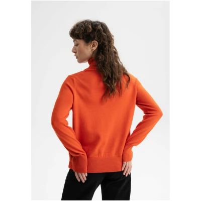MELA Damen vegan Feinstrickpullover Rollkragen Mayura Orange Ziegel