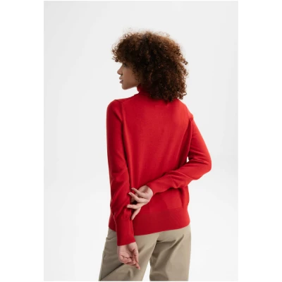 MELA Damen vegan Feinstrickpullover Rollkragenpullover Mayura Granatapfelrot