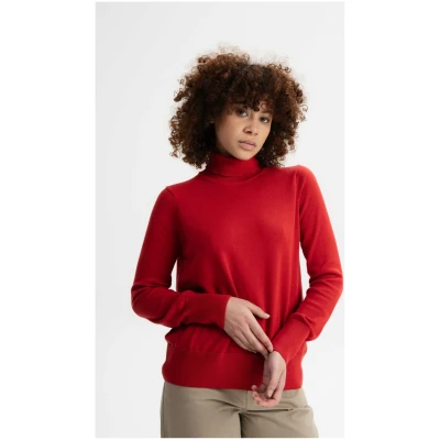 MELA Damen vegan Feinstrickpullover Rollkragenpullover Mayura Granatapfelrot
