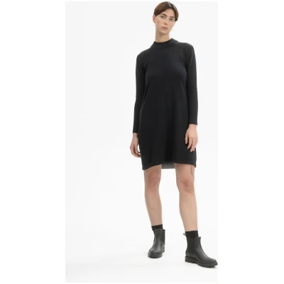 MELA Damen vegan Kleid Basic Feinstrick Harleen Schwarz