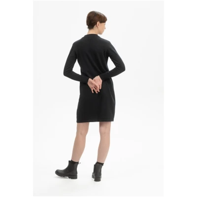 MELA Damen vegan Kleid Basic Feinstrick Harleen Schwarz