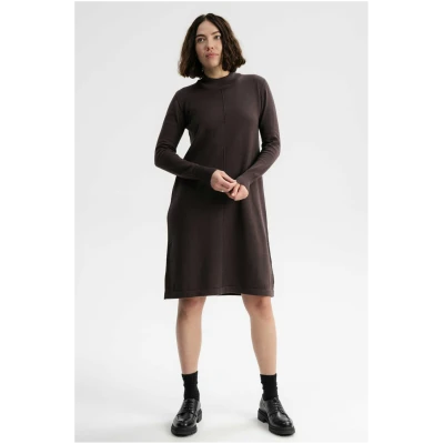 MELA Damen vegan Kleid Feinstrick Basic Harleen Dunkelbraun