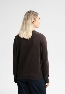 MELA Damen vegan Pullover Feinstrick Dhana Dunkelbraun