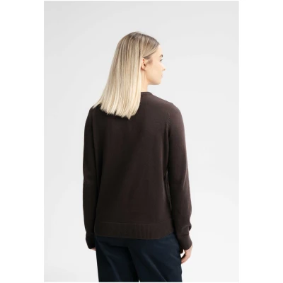 MELA Damen vegan Pullover Feinstrick Dhana Dunkelbraun