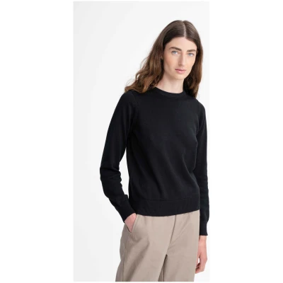 MELA Damen vegan Pullover Feinstrick Dhana Schwarz