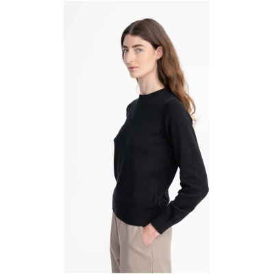 MELA Damen vegan Pullover Feinstrick Dhana Schwarz