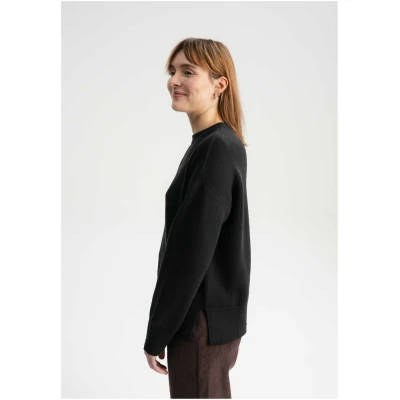 MELA Damen vegan Strickpullover Boxy Jacquard Faiza Schwarz