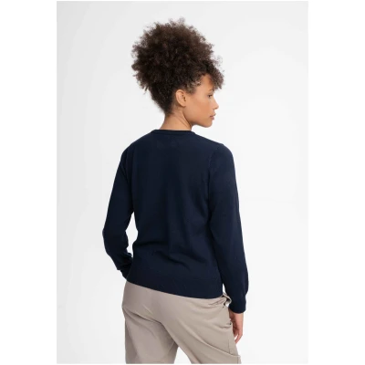 MELA Damen vegan Strickpullover Feinstrick Dhana Marineblau