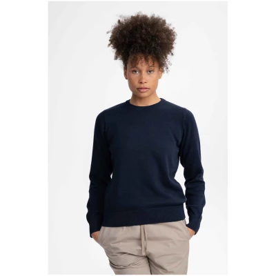 MELA Damen vegan Strickpullover Feinstrick Dhana Marineblau