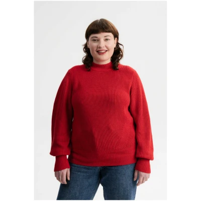 MELA Damen vegan Strickpullover Riya Granatapfel