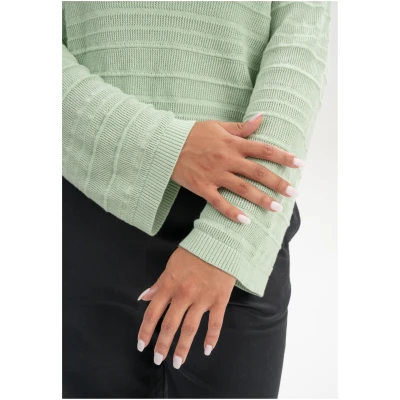 MELA Damen vegan Strickpullover Strukturiert Jalidi FrÃ¼hling Melange GrÃ¼n