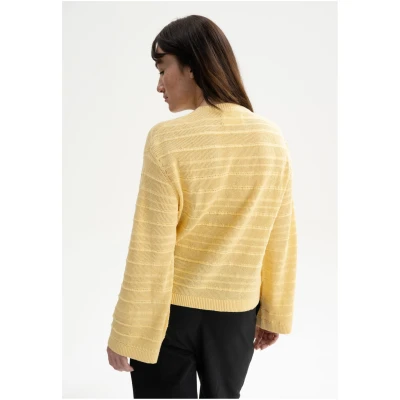 MELA Damen vegan Strickpullover Textured Jalidi Buttercup Melange Gelb