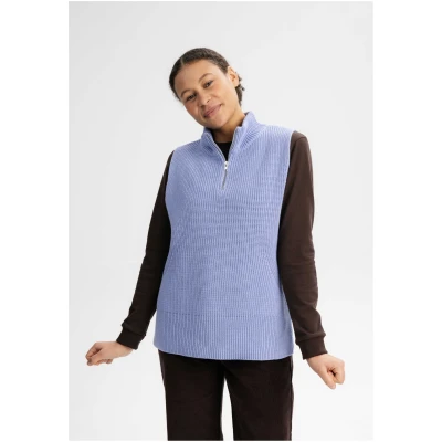 MELA Damen vegan Strickweste Rollkragenpullover Gamini Lila