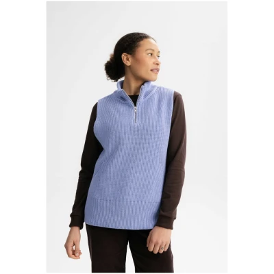 MELA Damen vegan Strickweste Rollkragenpullover Gamini Lila