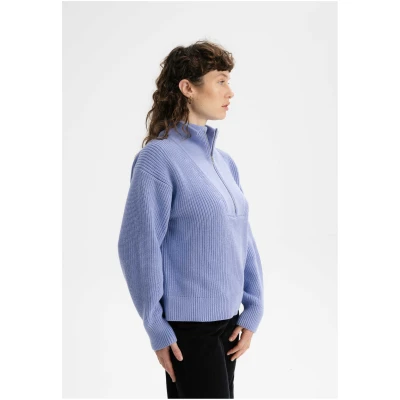 MELA Damen vegan Troyer Rippenstrick Kimaya Lila