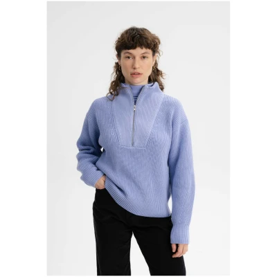 MELA Damen vegan Troyer Rippenstrick Kimaya Lila
