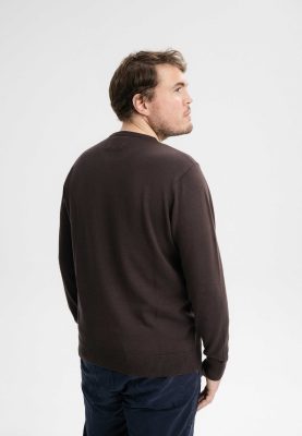 MELA Herren vegan Feinstrick Pullover Himal Dunkelbraun