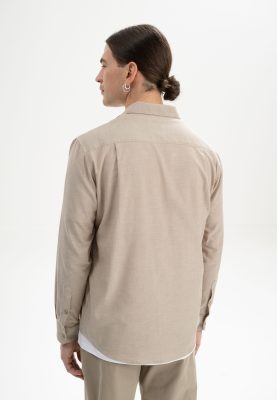 MELA Herren vegan Hemd Ishir Birke Melange/Beige