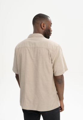 MELA Herren vegan Hemd Vivek Birke Melange/Beige