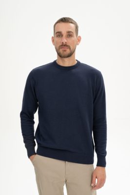 MELA Herren vegan Pullover Feinstrick Himal Navy Blau