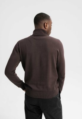 MELA Herren vegan Pullover Rollkragenpullover Feinstrick Kanja Dunkelbraun