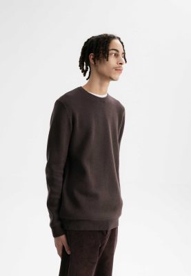 MELA Herren vegan Strickpullover Jacquard Manav Dunkelbraun