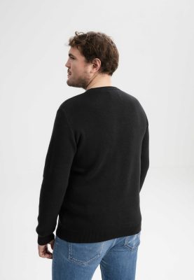 MELA Herren vegan Strickpullover Jacquard Manav Schwarz