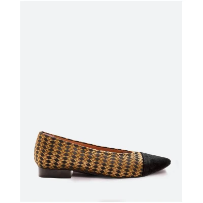 Momoc Damen vegan Ballerina Goldy Velvet Braun