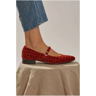 Momoc Damen vegan Ballerinas Coco Samt Lava Rot